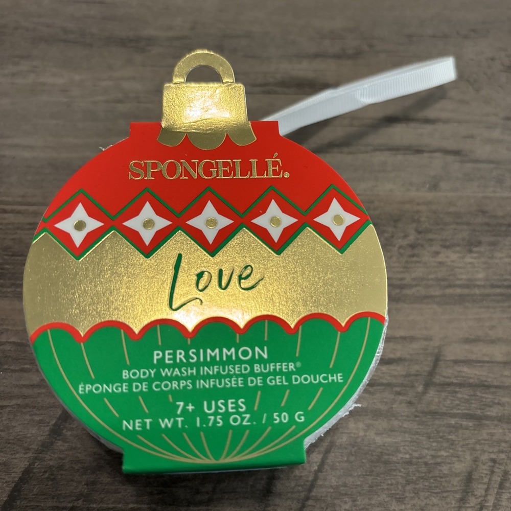 New Spongelle Holiday Ornament Infused Bath Sponge Persimmon